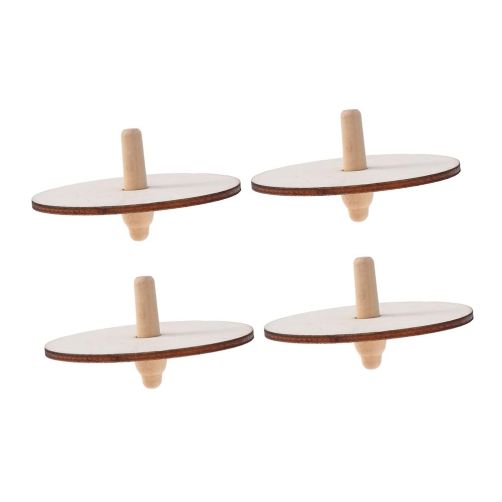 BESPORTBLE 4pcs Wooden Spinning Tops DIY Painting for Unfinished Natural Wood Gyroscope to Enhance Hand Eye Coordination and Creativity Random Style