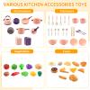 60Pcs Kids Mini Play Kitchen Accessories, Pretend Cooking Play Set with Cookware, Tableware & Fruit & BBQ Sets, Learning Gift for Boys, Girls, Toddlers,Pink view 4