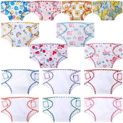 14 Pcs Baby Doll Diapers Reusable Doll Underwear Soft Baby Doll Accessories with Hook-and-Loop Closure for 12-15 inch Fits Newborn Baby Dolls Pretend Play Accessories for Boys Girls, Multicolor