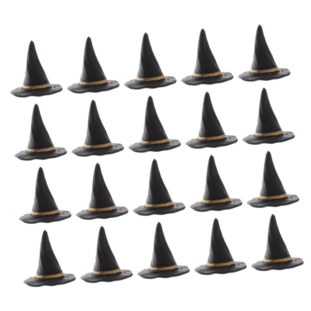 ABOOFAN 20pcs Mini Halloween Witch Hats for Crafts and Doll Decorations Tiny Black Witch Hat Caps for Dollhouses Festive DIY Halloween Party Accents and Smooth Surface