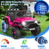 Hikole 24V Ride on Car with Remote Control,Toddler Electric Car, 2100W Strong Motors, Shock Springs, Fast/Slow Speeds, Drving/Reverse, LED Light&Music&Horn&Bluetooth, 1 Wide Seat-Pink view 2