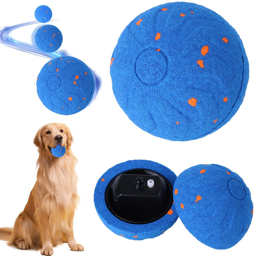 Interactive Dog Ball Toy, Automatic Motion Activated Smart Rolling & Bouncing Ball, USB Rechargeable Durable E-TPU Material Pet Toy for Small Medium Large Dogs, Boredom Relief & Exercise - Blue