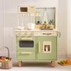 ROBUD Wooden Play Kitchen Set, Pretend Play Kitchen for Kids, Toy Kitchen with Microwave, Sink, Stove and Ice Maker, Toddlers Kitchen Playset Gift for Boys Girls, 3+ (Green) view 1