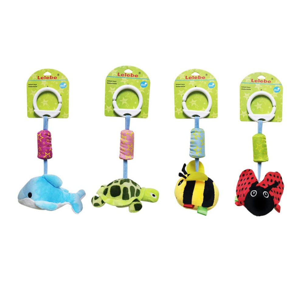 CORHAD Animal Shaped Cradle Hanging Rattles Soft Cartoon for Bedside with Develops Tactile Senses and Hand Eye Coordination for Stroller and Carrier Use