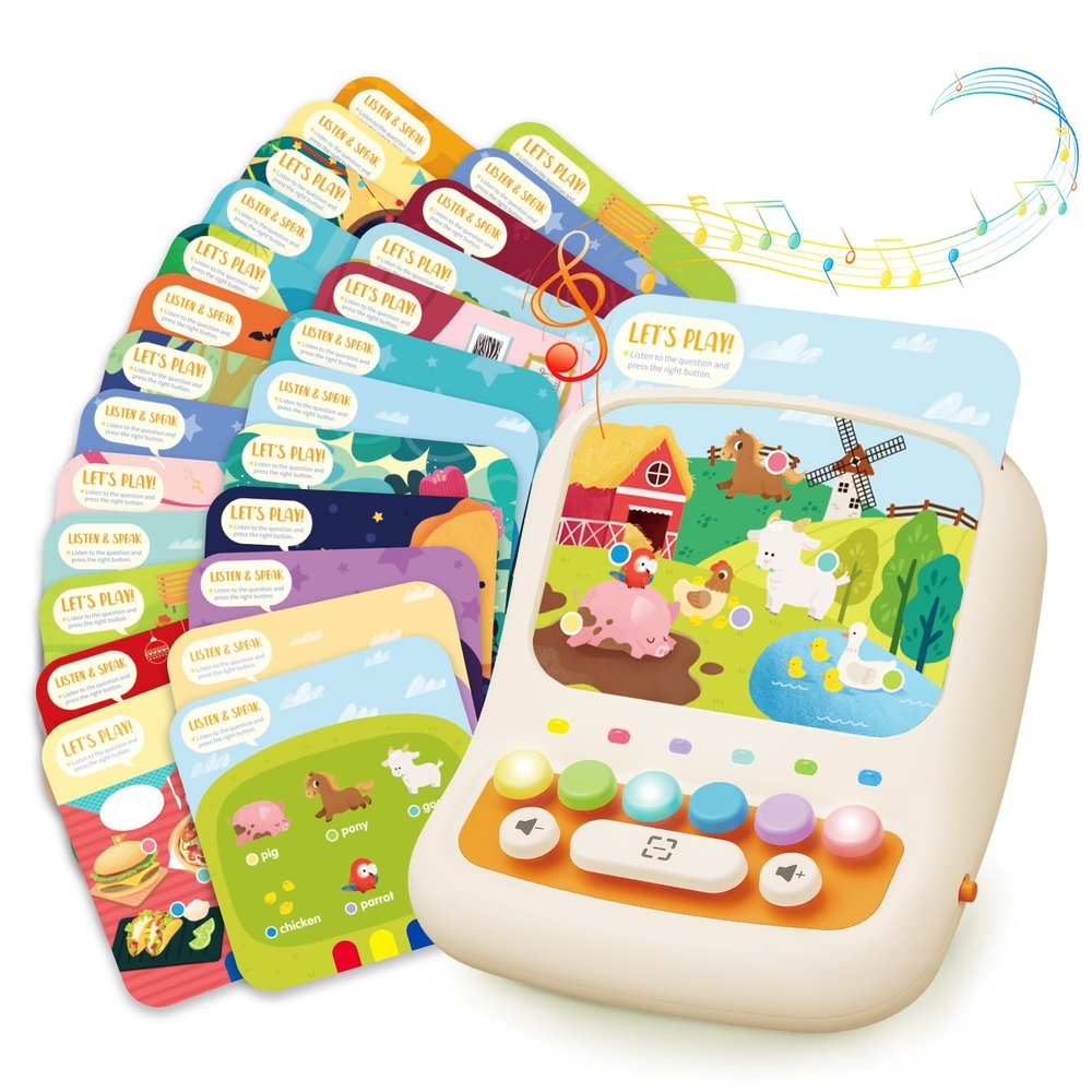 Interactive Educational Kids Learning Tablet Toy with Phonics Flash Cards, Toddler Learning Toys Gifts for 2-6 Year Old Boys Girls
