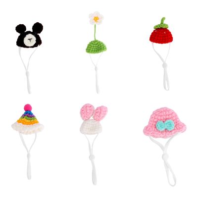 6pcs Mini Desk Goose Hats, Adjustable Knitted Headwear Outfits for 7in Magnetic Goose Statue Clothes Small Costume Accessories for Desk Decoration