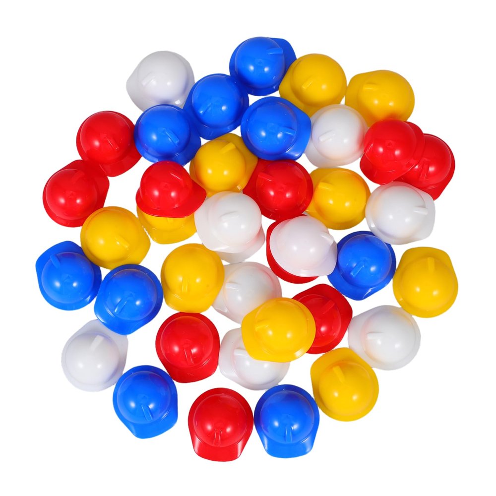 ABOOFAN 40pcs Miniature Construction Safety Hats Decorative Hard Helmets for Doll Accessories Cake Toppers Pet Photo Props Party Decorations
