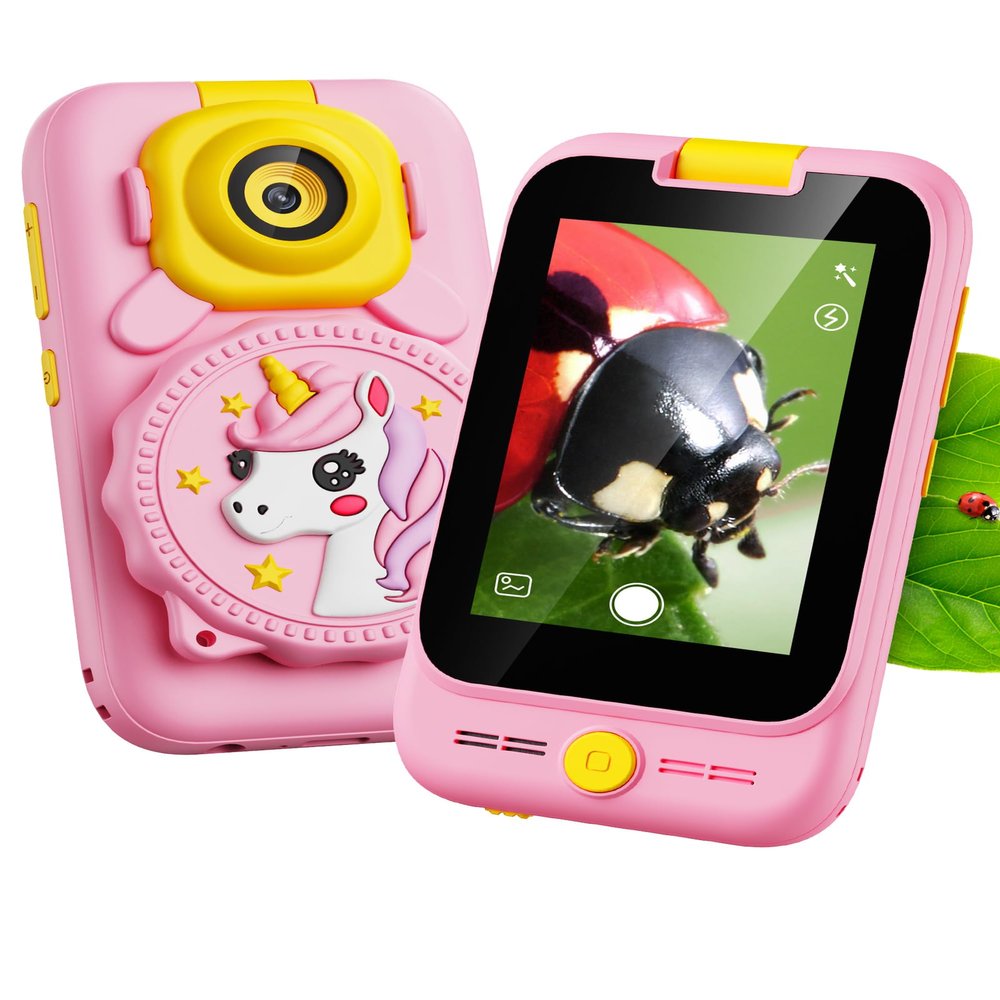 2 in 1 Kids Smart Phone and Microscope Camera for Kid, Touchscreen HD Camera Cell Phone , Mini Pocket Handheld Microscope for Toddlers,STEM Educational Science Kit for Boys 3-10, with 32GB SD Card