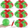 Junkin 100 Pack Knobby Balls Bulk 5.5" Soft Bouncy Ball Bulk for Toddlers Sensory Toy with Air Pump Plastic Inflatable Spiky Massage Stress Fidget Toy for Playground School Party Play(Christmas Color) view 1