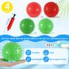 Junkin 100 Pack Knobby Balls Bulk 5.5" Soft Bouncy Ball Bulk for Toddlers Sensory Toy with Air Pump Plastic Inflatable Spiky Massage Stress Fidget Toy for Playground School Party Play(Christmas Color) view 2