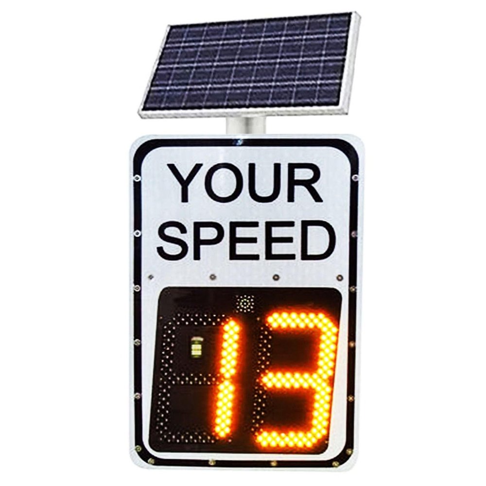 HEQIM Road Warning Radar Traffic Sign Radar Feedback Sign, Solar LED Speed Limit Sign, Suitable for Speed Limit Roads(60 * 90cm)