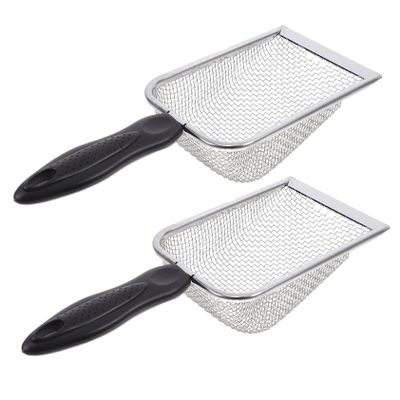 Toddmomy 2pcs Stainless Steel Beach Mesh Shovel with Plastic Handle Sand Sifter for Shell Collecting Backyard Play and Kitchen Food Use Breathable Design for Drainage