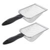 Toddmomy 2pcs Stainless Steel Beach Mesh Shovel with Plastic Handle Sand Sifter for Shell Collecting Backyard Play and Kitchen Food Use Breathable Design for Drainage view 1