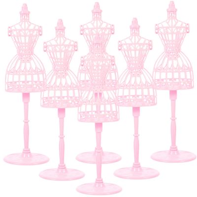 Abaodam 6Pcs Miniature Doll Dress Form Mannequin Stands for Displaying Doll Clothes Accessories Pink for Dollhouse Decoration and Creative Play