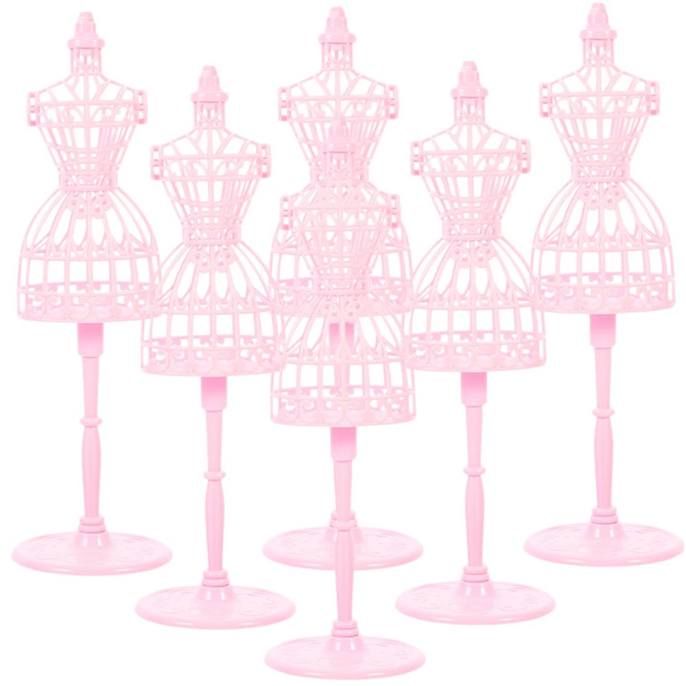 Abaodam 6Pcs Miniature Doll Dress Form Mannequin Stands for Displaying Doll Clothes Accessories Pink for Dollhouse Decoration and Creative Play