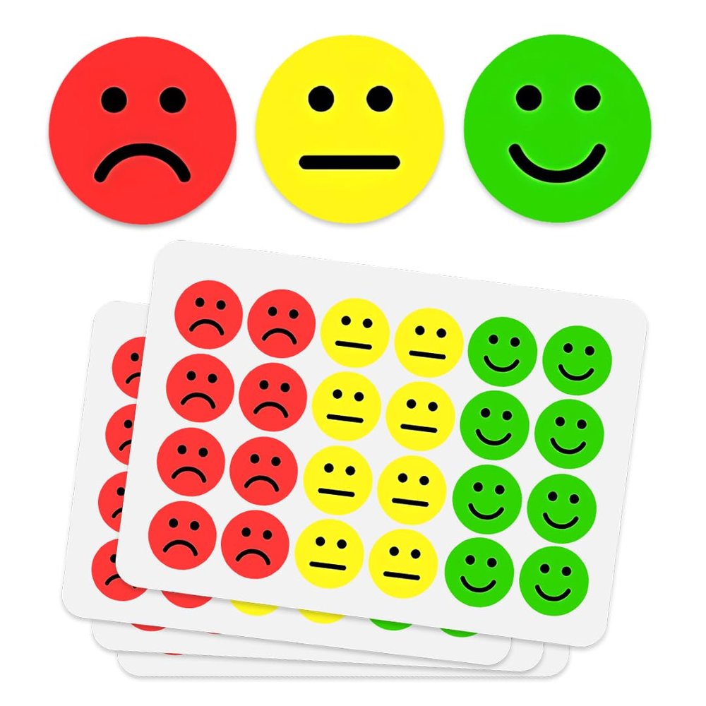 1000 PCS Smiley Face Stickers 1 Inch  Happy, Sad & Mood Emoji Stickers for Teachers, Behavior Charts, Classrooms, Feedback, Rating, Journals & School Rewards