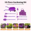 Kids Wheelbarrow with Garden Tool Set, 10 Pcs Outdoor Garden Kit for Toddlers & Children Ages 3+, Includes Wheelbarrow, Watering Can, Gloves, Apron Children's Gardening Tool Set (Purple) view 2