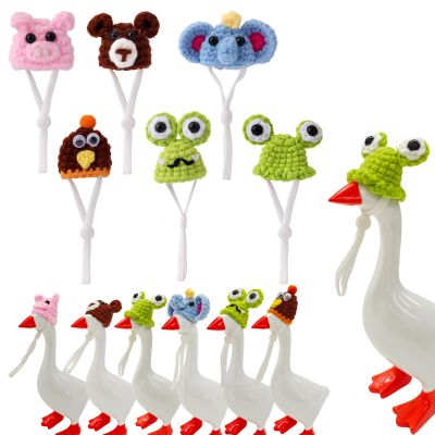 6pcs Mini Desk Goose Knitting Hats, 7 Inch Mini Knitting Hats Small Desk Adjustable Magnetic Desktop Gooses Outfits Clothes for Magnetic Goose Statue Knit Hat Accessory