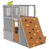 Cedar Wooden Outdoor Playhouse for Kids Age 3-8, Solid 2-Tier Playground for Backyard with Climbing Frame, Door, Windows, Picnic Bench, Childrens Toy Binoculars, Sandbox and Ladder (US Shipping) view 2
