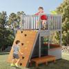 Cedar Wooden Outdoor Playhouse for Kids Age 3-8, Solid 2-Tier Playground for Backyard with Climbing Frame, Door, Windows, Picnic Bench, Childrens Toy Binoculars, Sandbox and Ladder (US Shipping) view 3