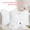 2 Pcs Cozy Bow Pillows, Soft White Bow Room Decor for Sofa, Plush Cushions Ideal for Living Spaces and Office Chairs view 2