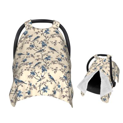 Muishi Vintege Blue Birds Baby Car Seat Canopy Nursing Cover for Newborn Car Seat Breastfeeding Covers Blanket Newborn Shower Gift