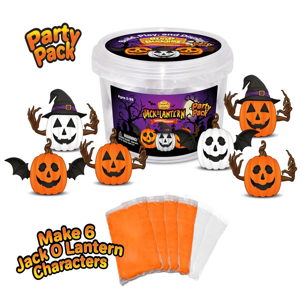 Build Buddiez DIY Jack-O-Lantern Craft Kit  6 Pack| Build, Decorate & Display | Fun Art & Crafts Activity for Kids Ages 5+ for Halloween & Fall | Great for Birthday Parties, Trick or Treating