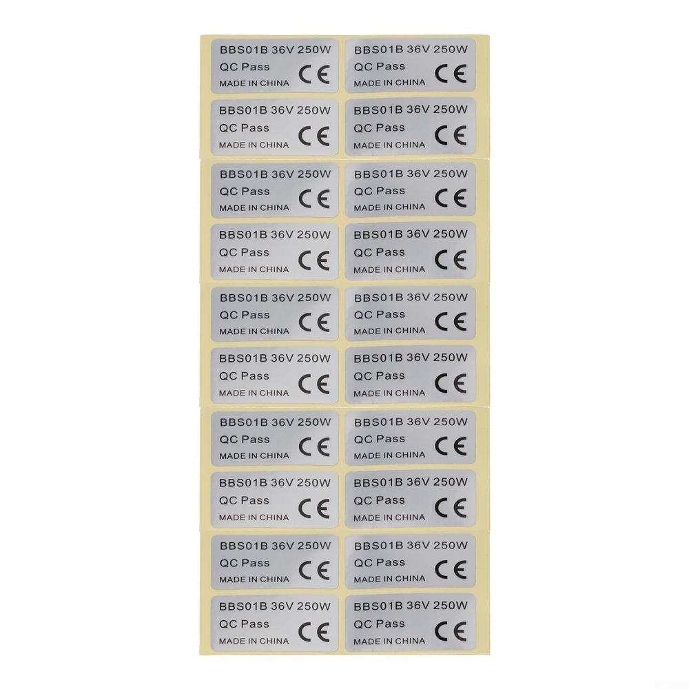 20 Pcs Electric Bicycle Stickers for BAFANG 36V 250W 48V 750W BBS01 BBS02 Motor Kit Silver PVC Waterproof Ebike Decal Labels Replacement Parts(36V 250W)
