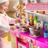 MSKOLER Kids Kitchen Playset for Ages 3-6 4-8, Play Kitchen with Light, Sound and Spraying, Sink Toy Accessories, Cooking Stoves, Pretend Food Toys for Toddlers 3-5 Boys Girls 6-12 view 2