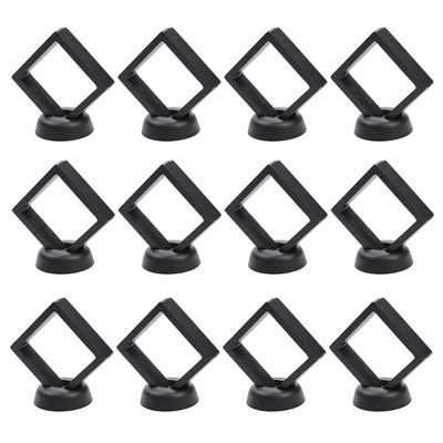 12 Pack 3D Floating Display Case, Transparent Floating Frame Display Holder Stand for Coin, Stamp, Jewelry (Black)