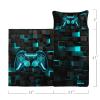 Axolotl Gaming Kids Nap Mat for Boys,Teal Grid Square Slumber Bag with Pillow and Blanket,Video Game Console Sleep Mat,Abstract Geometry Gaming Portable Roll Up Sleeping Bag for Traveling,50" L*21" W view 2