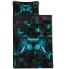 Axolotl Gaming Kids Nap Mat for Boys,Teal Grid Square Slumber Bag with Pillow and Blanket,Video Game Console Sleep Mat,Abstract Geometry Gaming Portable Roll Up Sleeping Bag for Traveling,50" L*21" W view 3