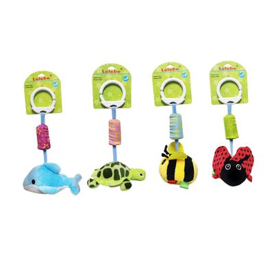 BUTIFULSIC Animal Shaped Bedside Rattles Red Ladybird Cradle Pendant for Stroller and Crib Development Sensory to Enhance Tactile and Visual Exploration