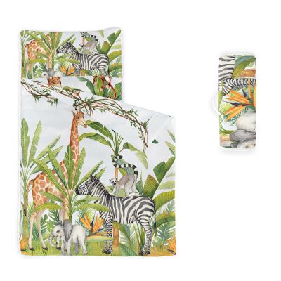 Axolotl Wild Animals Nap Mat, Zebra Giraffe Elephant Napping Mat, Jungle Animals Roll Up Slumber Bag, Nature Wildlife Portable Sleeping Bag for Traveling Camping, 50" L*21" W