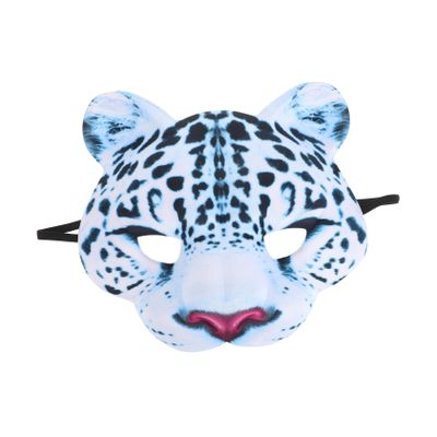 Abaodam Halloween EVA Snow Leopard Half Face Mask Animal Masquerade Costume for Birthday Carnival Party Zoo Theme