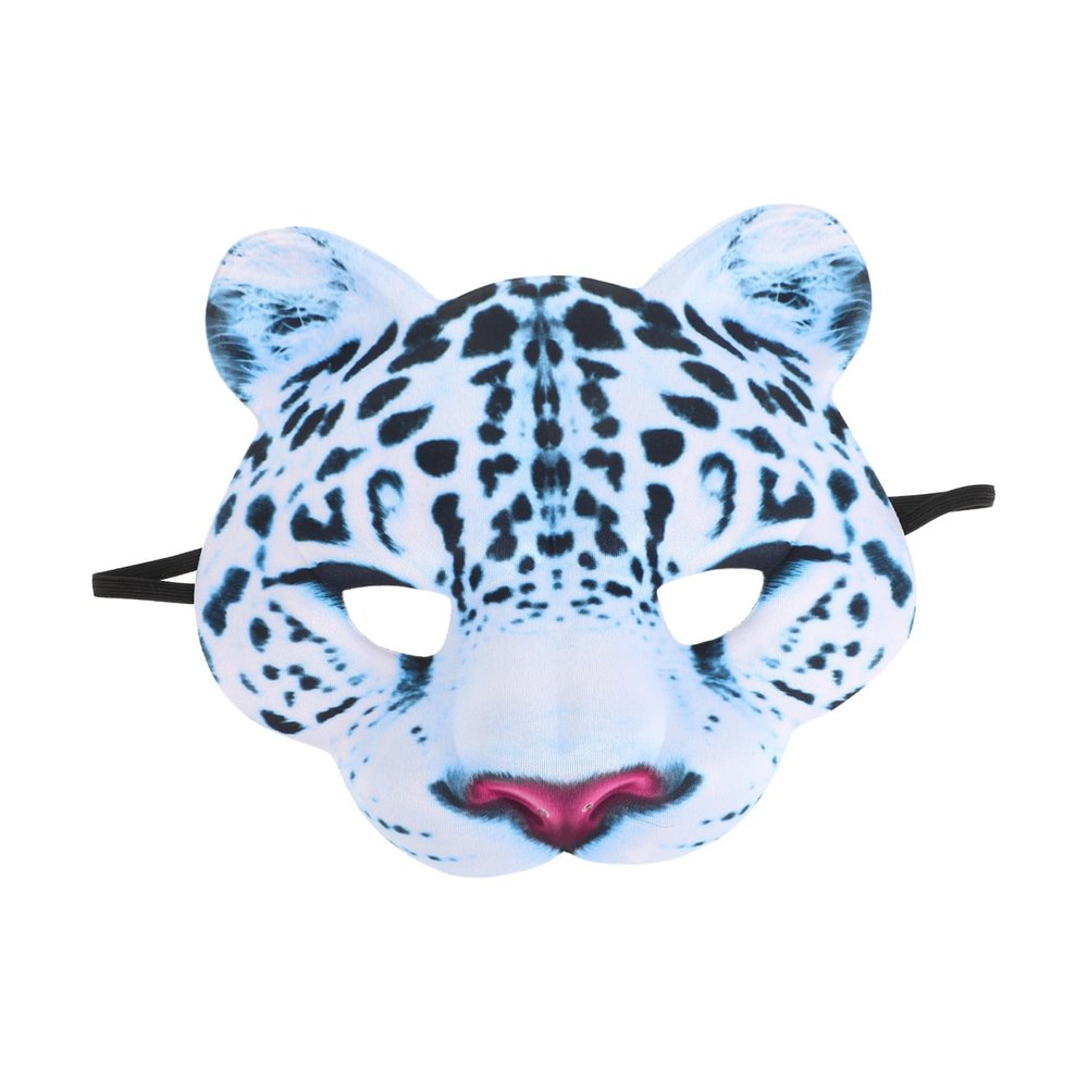 Abaodam Halloween EVA Snow Leopard Half Face Mask Animal Masquerade Costume for Birthday Carnival Party Zoo Theme