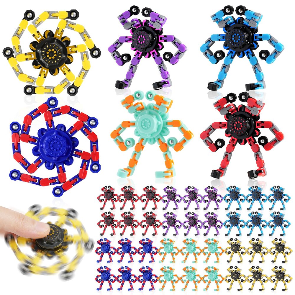 36PCS Transformable Fidget Spinners,Bulk Easter Basket Stuffers Sensory Fidget Stress Relief Toys for Teens,Easter Egg fillers for ADHD Focus