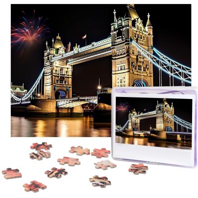 500 Piece Puzzle for Adults - Challenging Puzzle Personalized Photo Puzzles Wooden Puzzles Night London Tower Bridge Jigsaw Puzzle Ideal Gift for Birthdays, Weddings, 20.4" x 15"