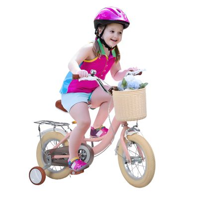 Kids Bike for Girls Ages 2-9 Years Old, 12 Inch Kids Bike with Training/Assist Wheels, Height Adjustable Doll Seat, Streamers and Basket, Boys Girls Bike, Pink
