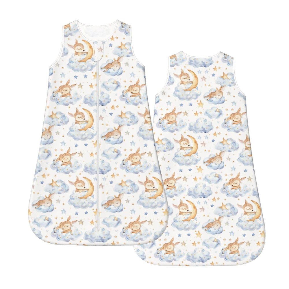 Muishi Hand Drawn Deer Sleeping Baby Wearable Blanket Infant Boys Girls Sleeping Bag For Newborn Unisex Baby Stuff Sleep Sack Suit M(6-12month)