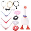12 Pcs Desk Goose Outfits Decor Accessories Set, 7 Scarves 2 Glasses 3 Necklaces Funny Mini Porch Goose Costume for Home Decoration Office Desk Display view 1