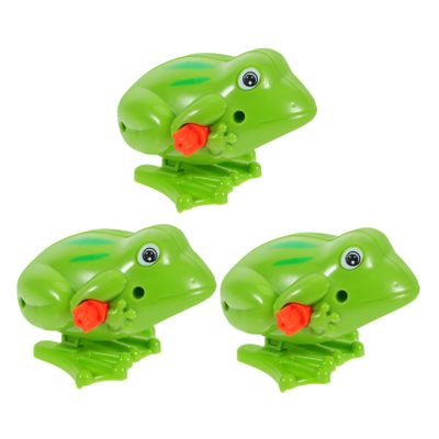 Toddmomy 3pcs Wind Up Frog Plastic Clockwork Jumping for Boys Fun Gift Bright Green Developmental Childrens Tactile Skill Enhancing