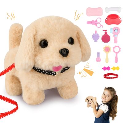 JIAJEGTGT Dog Plush - Walking Dog Plush Toys, Electronic Interactive Stuffed with Turtle Backpack, Cute Puppy Stuffed Animals Gifts for Kids Boys Girls