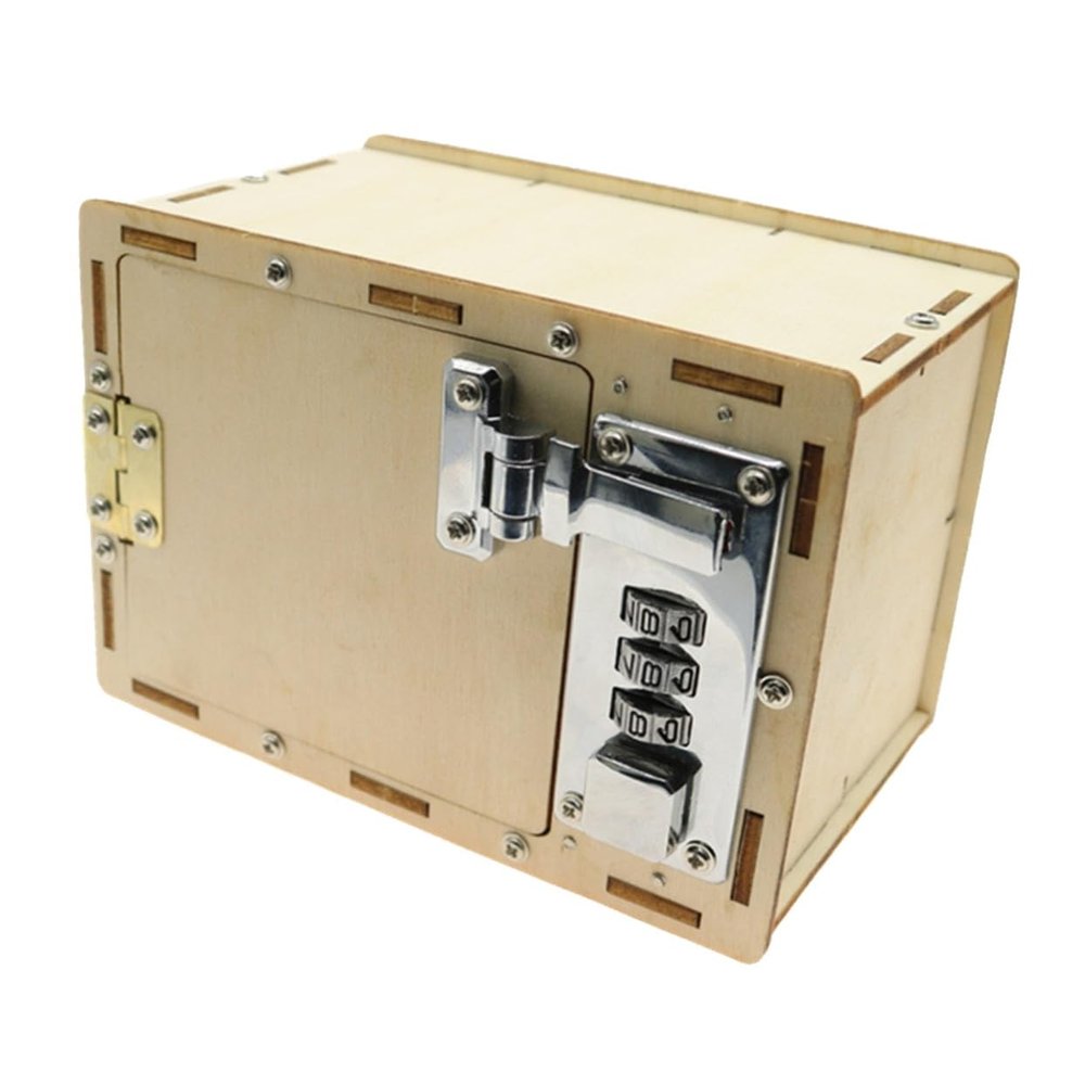 GALPADA DIY Mechanical Password Box for Safe Fine Polished Lockbox Kit for Parent Interaction Educational Puzzle Making Material Natural Wood Craft Project