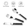 Good little black cat Kids Knife, Fork and Spoon 3-Piece Set, Stainless Steel Safe Cutlery Set, Outdoor Portable Reusable Cutlery view 3