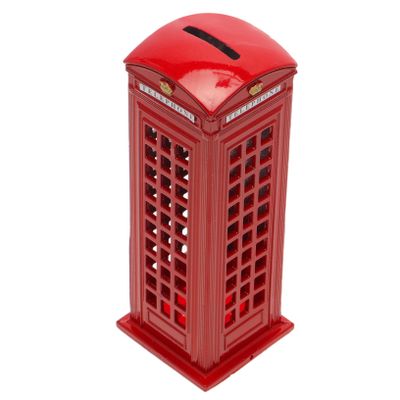 Abaodam Vintage British Telephone Booth Piggy Bank Safe Box High Capacity Iron Coin Money Saver for Gifts Unique Retro Design Holds Up to Coins Iron Material for Secure Savings