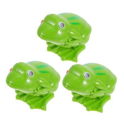BESPORTBLE 3pcs Plastic Clockwork Frog for Wind Up Jumping Animal Gift Bright Green for Play and Skill Development