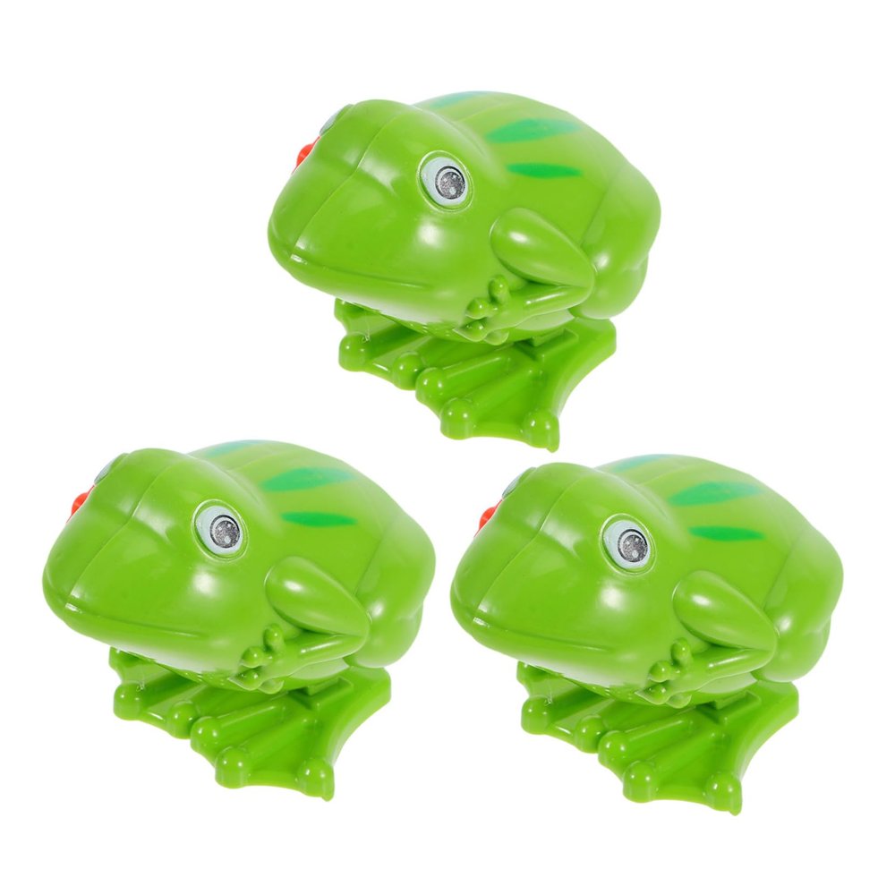 BESPORTBLE 3pcs Plastic Clockwork Frog for Wind Up Jumping Animal Gift Bright Green for Play and Skill Development