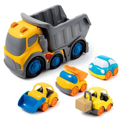 P&C 12.2" Toddler Construction Dump Truck Toys for Ages 2-4, Beach Sand Outdoor Toy Cars Dump Truck Set with Sounds and Lights for Kids 18M+, 2, 3, 4, 5, Ideal Birthday Christmas Gifts for Boys Girls