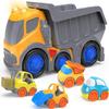 P&C 12.2" Toddler Construction Dump Truck Toys for Ages 2-4, Beach Sand Outdoor Toy Cars Dump Truck Set with Sounds and Lights for Kids 18M+, 2, 3, 4, 5, Ideal Birthday Christmas Gifts for Boys Girls view 3